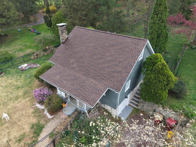 After photo — single family roof replacement in Easton PA on Frost Hollow Rd with new GAF Timberline HDZ Hickory shingles by Roofera