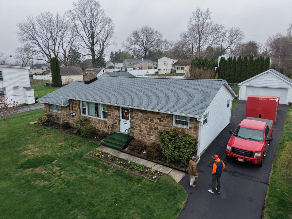 completed roof replacement project bethlehem pa residential home new asphalt shingle roof