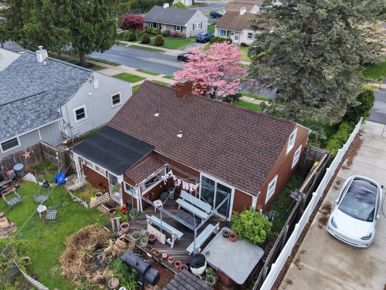 After roof installation aerial photo on Callone Avenue in Bethlehem PA