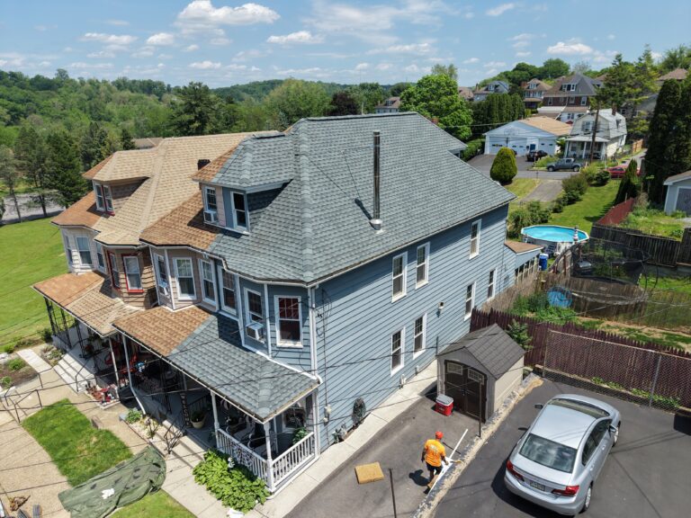 After roof replacement on First St in Easton PA with GAF Timberline UHDZ Slate shingles