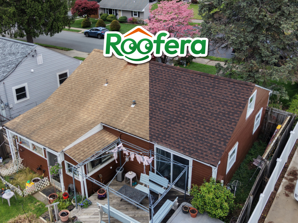 Before and after roof replacement project by Roofera in Bethlehem PA