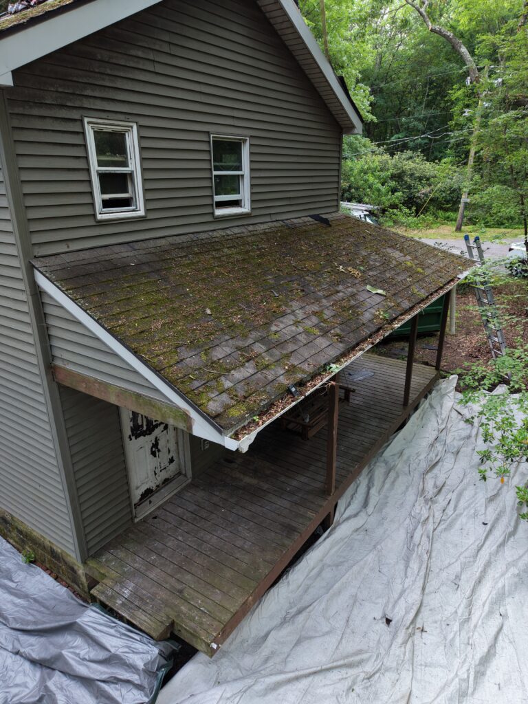 Before photo — single family roof replacement in Jim Thorpe PA on Wargo Dr showing aging roof prior to replacement by Roofera