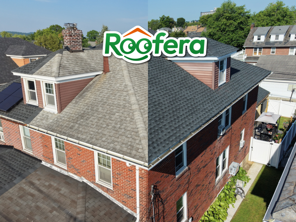 Twin home roof replacement in Bethlehem PA on Linden St — new GAF Timberline HDZ Charcoal shingles installed by Roofera