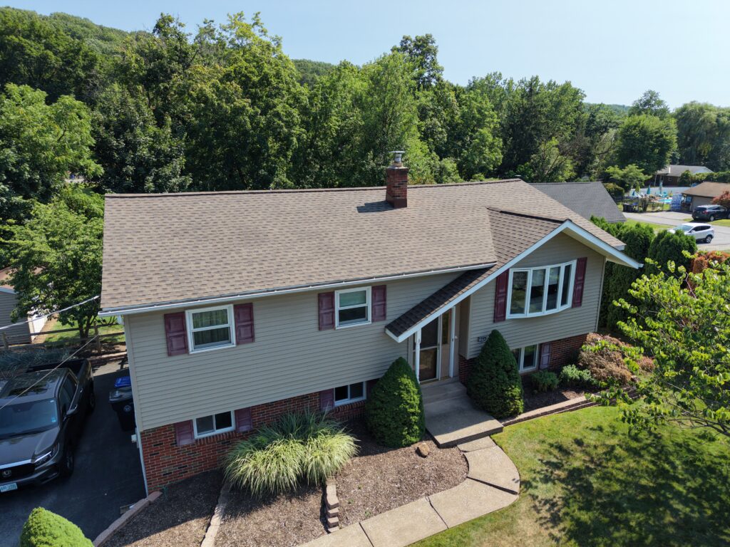 Front view of home in Allentown, PA with newly installed asphalt shingle roof